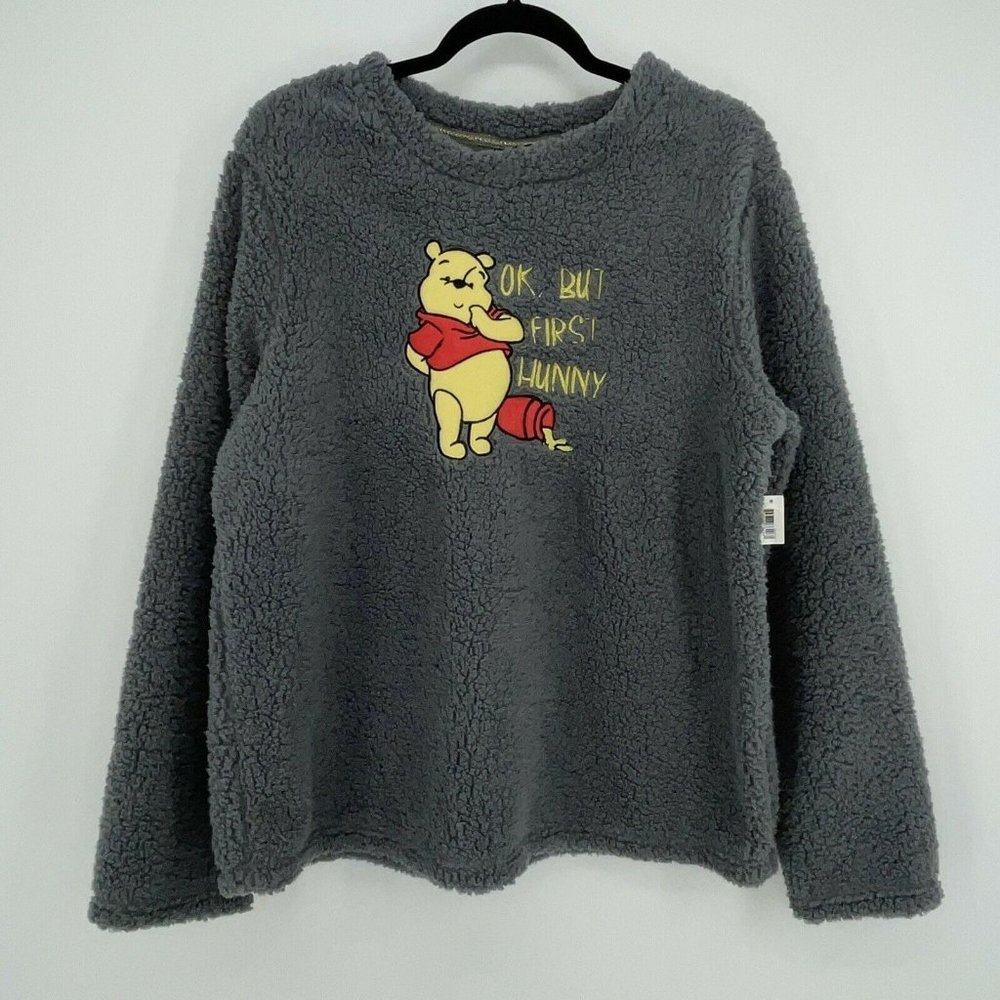 Disney Gray Winnie the Pooh Fuzzy Sweater